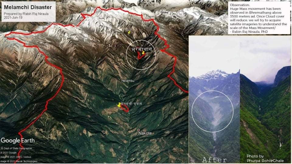 मेलम्चीमा बाढी आउनुको कारण खुल्यो, २५ प्रतिशत चौर खोलामा झरेको विज्ञको निष्कर्ष